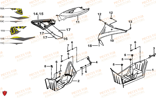 Marche Pied TGB Pieces TGB TARGET 600 EPS (No Serie RFCVTHTBA.. Type: VTH-DE)