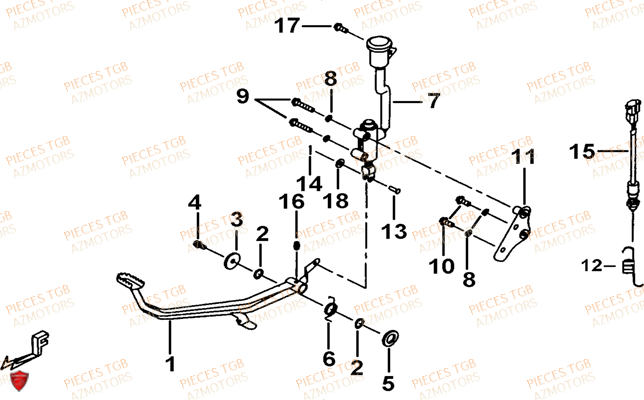 Pedale De Frein TGB Pieces TGB TARGET 600 EPS (No Serie RFCVTHTBA.. Type: VTH-DE)