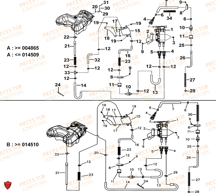 Pompe A Carburant A Partir Du No Serie 004865 TGB Pieces TGB TARGET 600 EPS (No Serie RFCVTHTBA.. Type: VTH-DE)