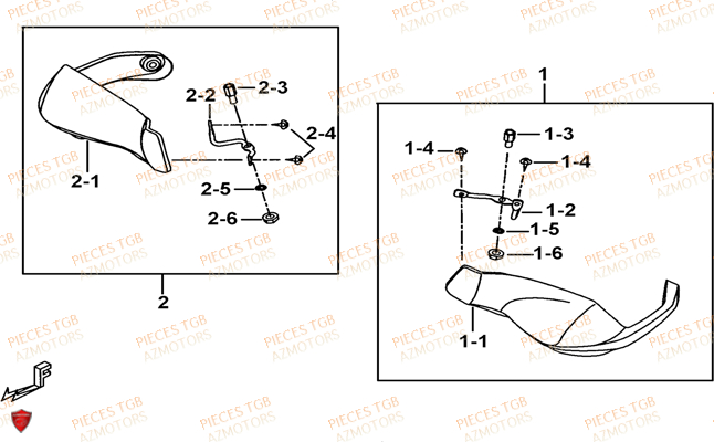 Protege Main (option) AZMOTORS Pieces TGB TARGET 600 EPS (No Serie RFCVTHTBA.. Type: VTH-DE)