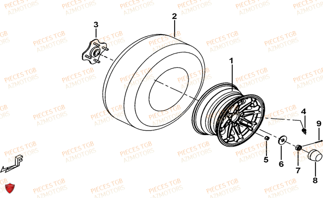 Roues Arriere TGB Pieces TGB TARGET 600 EPS (No Serie RFCVTHTBA.. Type: VTH-DE)