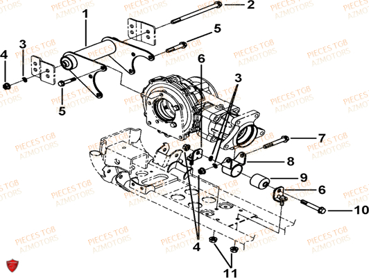 Supports Differentiel Arriere TGB Pieces TGB TARGET 600 EPS (No Serie RFCVTHTBA.. Type: VTH-DE)