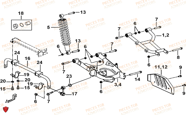 Suspension Arriere TGB Pieces TGB TARGET 600 EPS (No Serie RFCVTHTBA.. Type: VTH-DE)