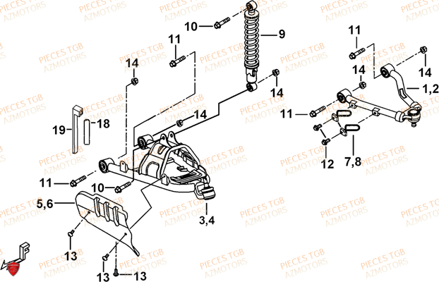 Suspension Avant TGB Pieces TGB TARGET 600 EPS (No Serie RFCVTHTBA.. Type: VTH-DE)