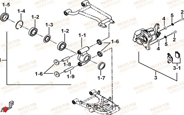 Axe Arriere TGB Pieces TGB TARGET_F 500/550 IRS GUNNER_550 (No Serie RFCFBEVGD... Type: VSG-D)