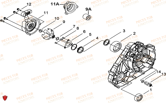 Cache Carter Moteur Gauche 1 TGB Pieces TGB TARGET_F 500/550 IRS GUNNER_550 (No Serie RFCFBEVGD... Type: VSG-D)