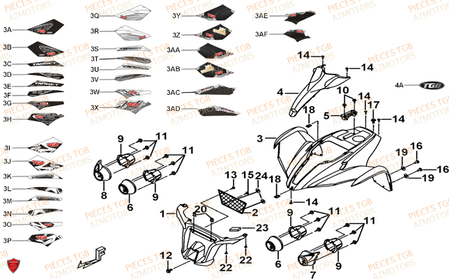 Carrosserie Avant TGB Pieces TGB TARGET_F 500/550 IRS GUNNER_550 (No Serie RFCFBEVGD... Type: VSG-D)