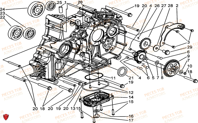 Carter Moteur Droit TGB Pieces TGB TARGET_F 500/550 IRS GUNNER_550 (No Serie RFCFBEVGD... Type: VSG-D)