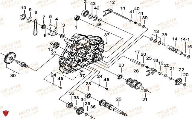 Carter Moteur Gauche 2 TGB Pieces TGB TARGET_F 500/550 IRS GUNNER_550 (No Serie RFCFBEVGD... Type: VSG-D)