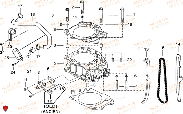 Cylindre TGB Pieces TGB TARGET_F 500/550 IRS GUNNER_550 (No Serie RFCFBEVGD... Type: VSG-D)