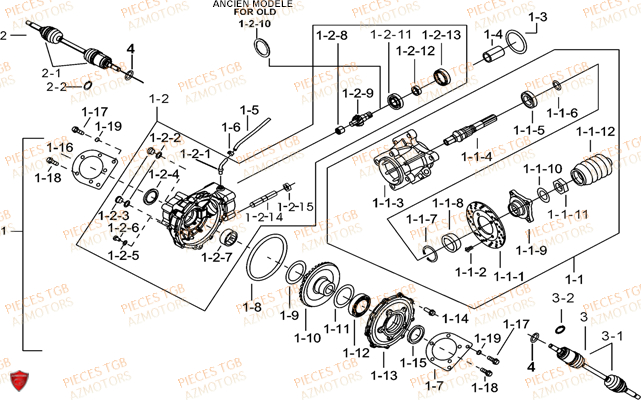 Differentiel Arriere TGB Pieces TGB TARGET_F 500/550 IRS GUNNER_550 (No Serie RFCFBEVGD... Type: VSG-D)