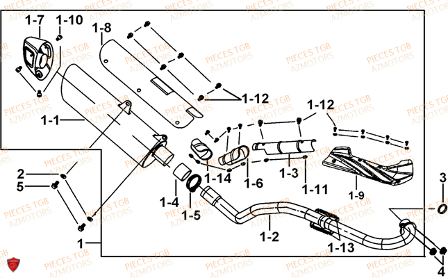 Echappement TGB Pieces TGB TARGET_F 500/550 IRS GUNNER_550 (No Serie RFCFBEVGD... Type: VSG-D)