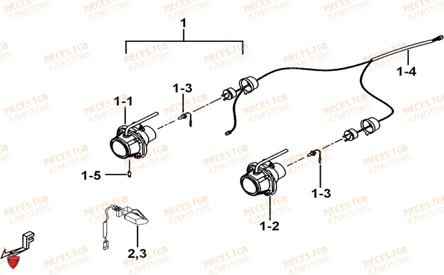 Eclairage Avant TGB Pieces TGB TARGET_F 500/550 IRS GUNNER_550 (No Serie RFCFBEVGD... Type: VSG-D)