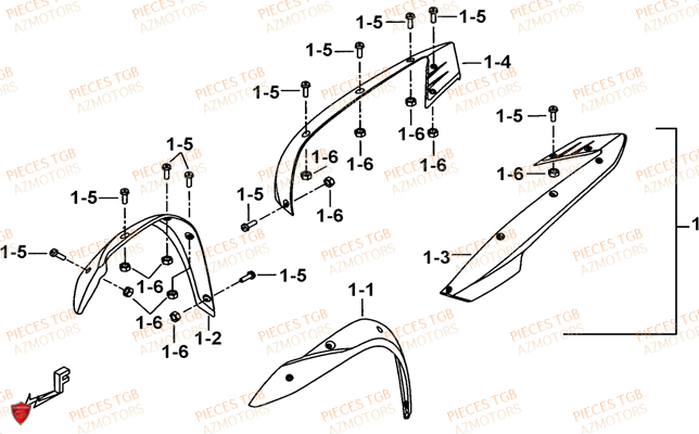 Elargisseurs Ailes TGB Pieces TGB TARGET_F 500/550 IRS GUNNER_550 (No Serie RFCFBEVGD... Type: VSG-D)