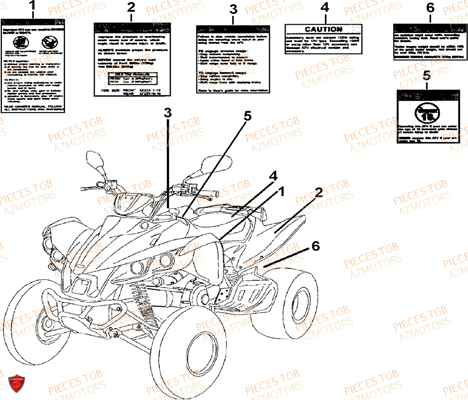 Etiquettes De Securite TGB Pieces TGB TARGET_F 500/550 IRS GUNNER_550 (No Serie RFCFBEVGD... Type: VSG-D)