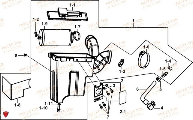 Filtre A Air TGB Pieces TGB TARGET_F 500/550 IRS GUNNER_550 (No Serie RFCFBEVGD... Type: VSG-D)