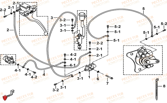 Frein Arriere TGB Pieces TGB TARGET_F 500/550 IRS GUNNER_550 (No Serie RFCFBEVGD... Type: VSG-D)