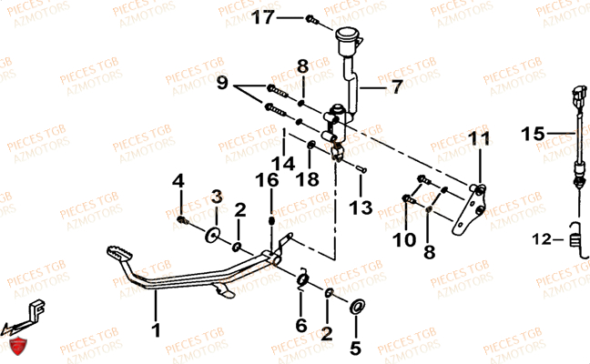 Pedale De Frein TGB Pieces TGB TARGET_F 500/550 IRS GUNNER_550 (No Serie RFCFBEVGD... Type: VSG-D)