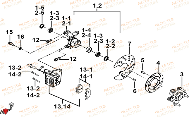Porte Fusee De Direction TGB Pieces TGB TARGET_F 500/550 IRS GUNNER_550 (No Serie RFCFBEVGD... Type: VSG-D)