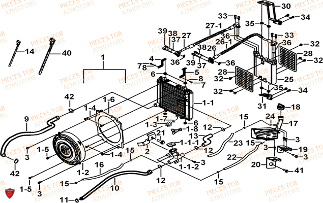 Refroidissement TGB Pieces TGB TARGET_F 500/550 IRS GUNNER_550 (No Serie RFCFBEVGD... Type: VSG-D)
