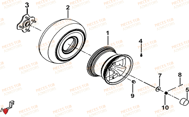 Roues Arriere TGB Pieces TGB TARGET_F 500/550 IRS GUNNER_550 (No Serie RFCFBEVGD... Type: VSG-D)