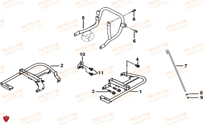 Support Pare Chocs TGB Pieces TGB TARGET_F 500/550 IRS GUNNER_550 (No Serie RFCFBEVGD... Type: VSG-D)