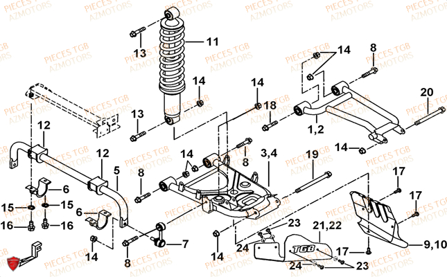 Suspension Arriere TGB Pieces TGB TARGET_F 500/550 IRS GUNNER_550 (No Serie RFCFBEVGD... Type: VSG-D)