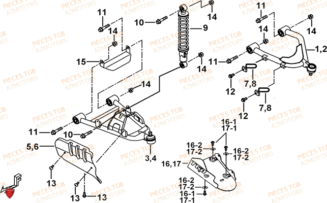 Suspension Avant TGB Pieces TGB TARGET_F 500/550 IRS GUNNER_550 (No Serie RFCFBEVGD... Type: VSG-D)
