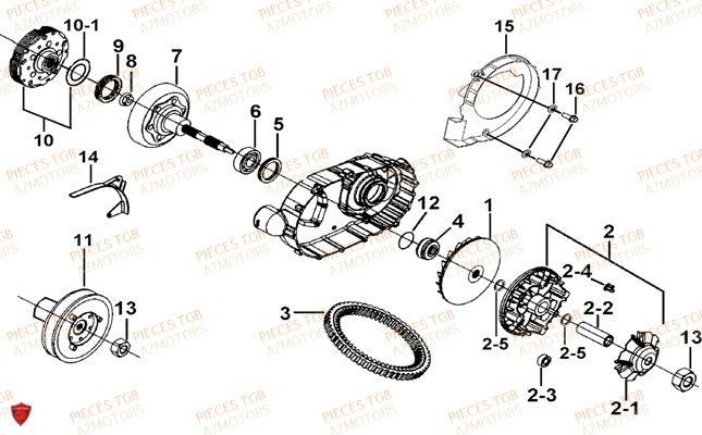 Variateur TGB Pieces TGB TARGET_F 500/550 IRS GUNNER_550 (No Serie RFCFBEVGD... Type: VSG-D)