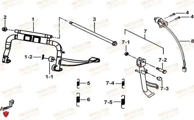 Bequille TGB Pieces TGB_X_MOTION_125 (No Serie RFCCU8CUB...Type: CU8-B)