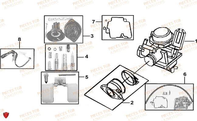 Carburateur TGB Pieces TGB_X_MOTION_125 (No Serie RFCCU8CUB...Type: CU8-B)