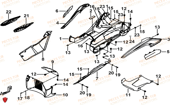 Carenage Arriere TGB Pieces TGB_X_MOTION_125 (No Serie RFCCU8CUB...Type: CU8-B)