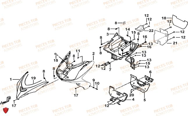 Carenage Avant TGB Pieces TGB_X_MOTION_125 (No Serie RFCCU8CUB...Type: CU8-B)