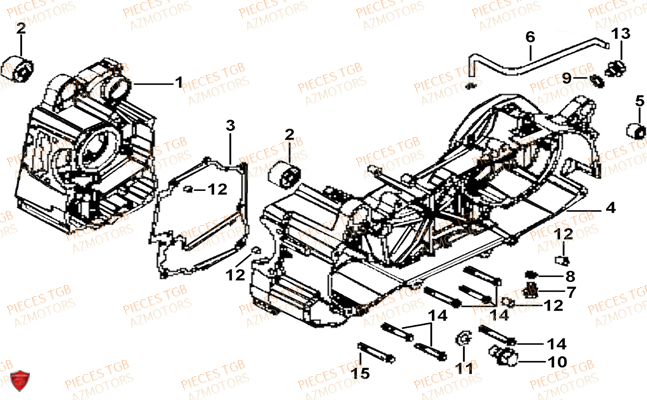 Carter Moteur Droit TGB Pieces TGB_X_MOTION_125 (No Serie RFCCU8CUB...Type: CU8-B)