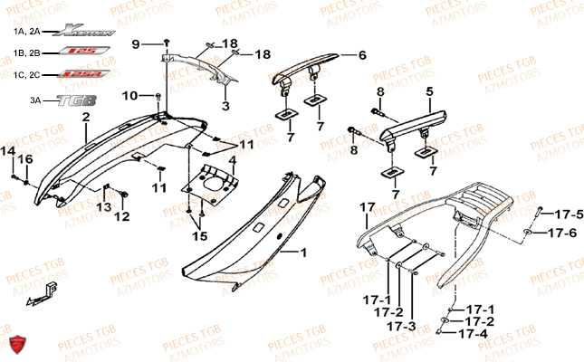 Coques TGB Pieces TGB_X_MOTION_125 (No Serie RFCCU8CUB...Type: CU8-B)