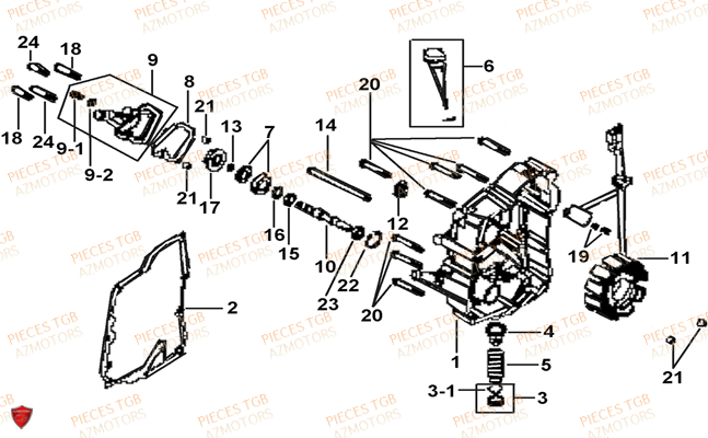 Couvercle Carter Moteur Droit TGB Pieces TGB_X_MOTION_125 (No Serie RFCCU8CUB...Type: CU8-B)