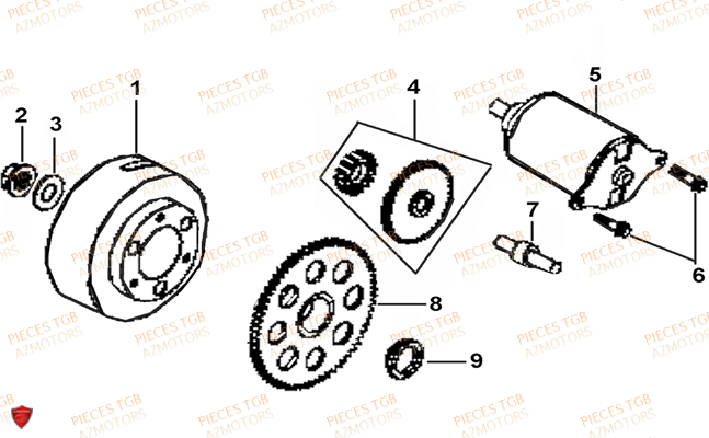 Demarreur TGB Pieces TGB_X_MOTION_125 (No Serie RFCCU8CUB...Type: CU8-B)