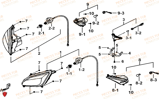 Eclairage Avant TGB Pieces TGB_X_MOTION_125 (No Serie RFCCU8CUB...Type: CU8-B)