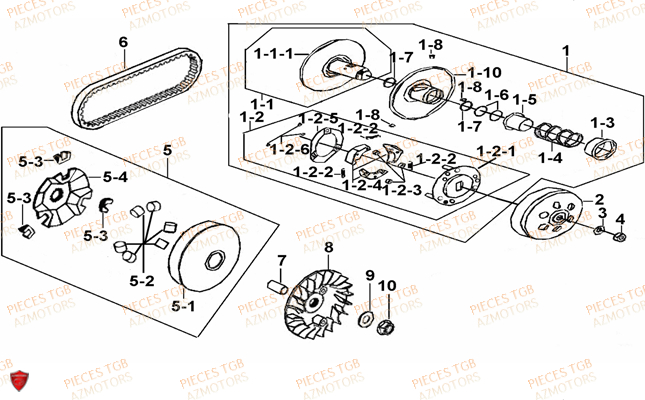 Embrayage TGB Pieces TGB_X_MOTION_125 (No Serie RFCCU8CUB...Type: CU8-B)