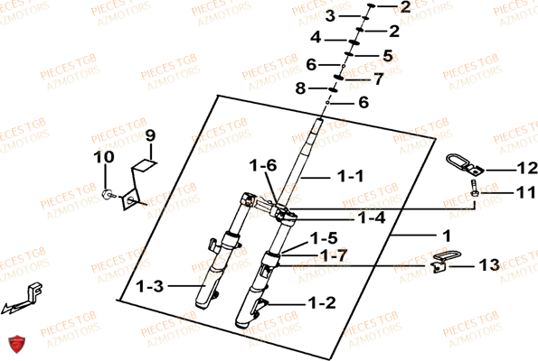 Fourche TGB Pieces TGB_X_MOTION_125 (No Serie RFCCU8CUB...Type: CU8-B)