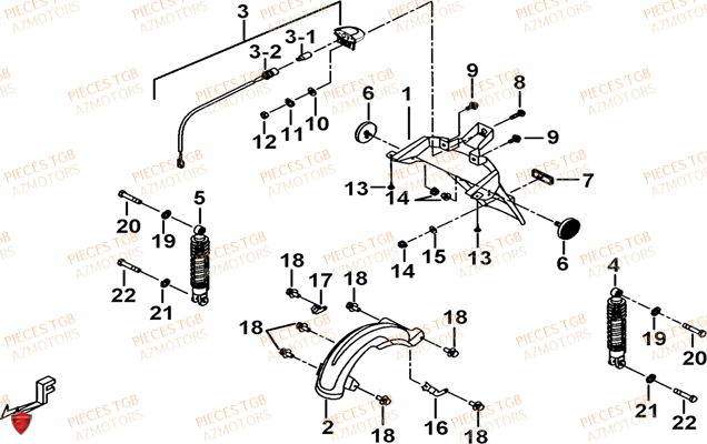 Garde Boue Arriere TGB Pieces TGB_X_MOTION_125 (No Serie RFCCU8CUB...Type: CU8-B)