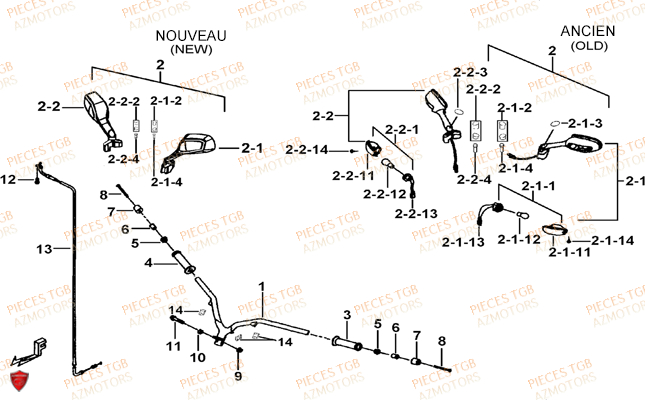 Guidon TGB Pieces TGB_X_MOTION_125 (No Serie RFCCU8CUB...Type: CU8-B)