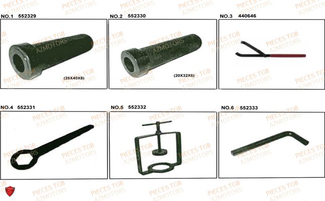 Outils 3 TGB Pieces TGB_X_MOTION_125 (No Serie RFCCU8CUB...Type: CU8-B)