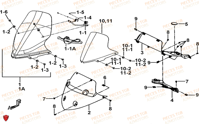 Pare Brise TGB Pieces TGB_X_MOTION_125 (No Serie RFCCU8CUB...Type: CU8-B)