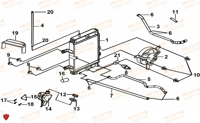 Refroidissement TGB Pieces TGB_X_MOTION_125 (No Serie RFCCU8CUB...Type: CU8-B)