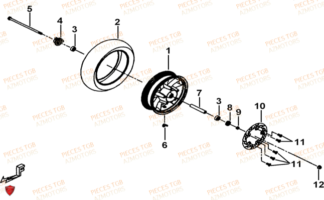 Roue Avant TGB Pieces TGB_X_MOTION_125 (No Serie RFCCU8CUB...Type: CU8-B)