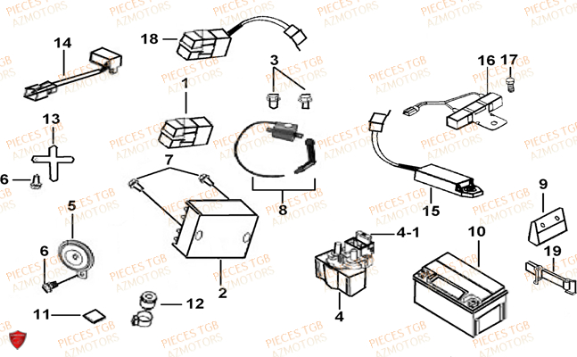 Systeme Electrique 3 TGB Pieces TGB_X_MOTION_125 (No Serie RFCCU8CUB...Type: CU8-B)