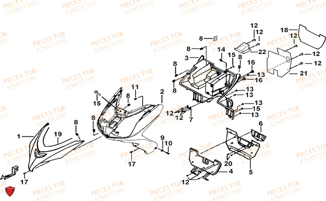 Carenage Avant TGB Pieces TGB_X_MOTION_250 (No Serie RFCCUBCUB...Type: CUB-B)

