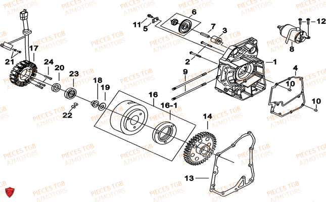 Carter Moteur Droit TGB Pieces TGB_X_MOTION_250 (No Serie RFCCUBCUB...Type: CUB-B)

