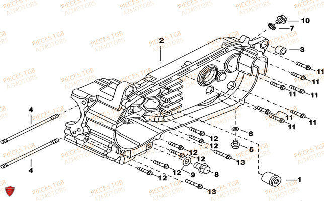 Carter Moteur Gauche TGB Pieces TGB_X_MOTION_250 (No Serie RFCCUBCUB...Type: CUB-B)

